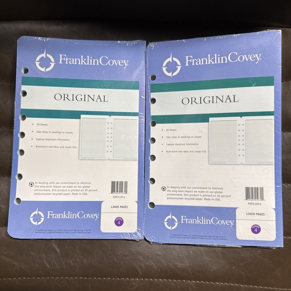 Lot 2 -Franklin Covey Classic #4 Lined Pages‎ 50 Sheets New